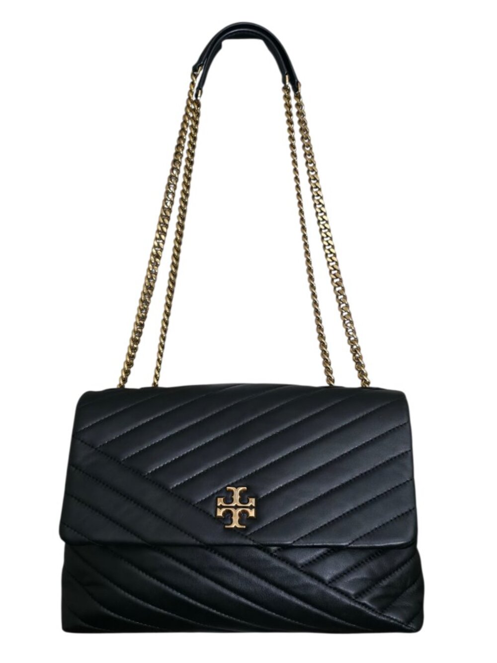 Tory Burch Kira Chevron Convertible Bag Black‎ Shoulder Chain Crossbody Leather